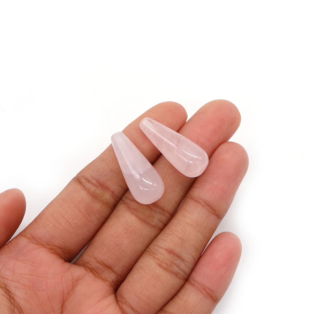 2pcs Strawberry Quartz Loose Beads, Semi-Finished Pendants